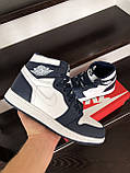 Чоловічі кросівки Nike Air Jordan темно сині з білим 43, фото 3