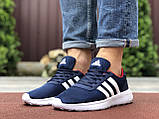 Чоловічі кросівки Adidas темно сині з білим 42, фото 4