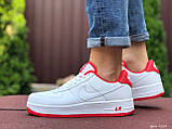 Чоловічі кросівки Nike Air Force білі з червоним 43, фото 3