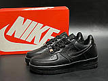 Чоловічі шкіряні кросівки Nike Air Force Af 1 чорні, фото 3