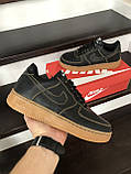 Чоловічі шкіряні кросівки Nike Air Force Af 1 чорні з коричневим, фото 4