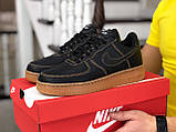 Чоловічі шкіряні кросівки Nike Air Force Af 1 чорні з коричневим, фото 6
