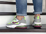 Чоловічі кросівки Nike Air Max 270 React сірі з салатовим, фото 6