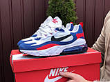 Чоловічі кросівки Nike Air Max 270 React білі з синім 42, фото 3