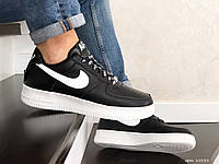 Мужские кроссовки Nike Air Force Af 1 черные найк аир форс кожаные демисезонные осень весна