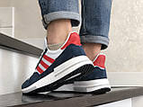 Чоловічі кросівки Adidas Zx 500 Rm білі з синім \ червоні 44, фото 3