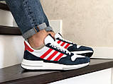 Чоловічі кросівки Adidas Zx 500 Rm білі з синім \ червоні 44, фото 4