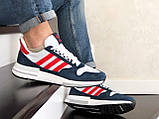Чоловічі кросівки Adidas Zx 500 Rm білі з синім \ червоні 44, фото 5