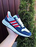 Чоловічі кросівки Adidas Zx 500 Rm білі з синім \ червоні 44, фото 6