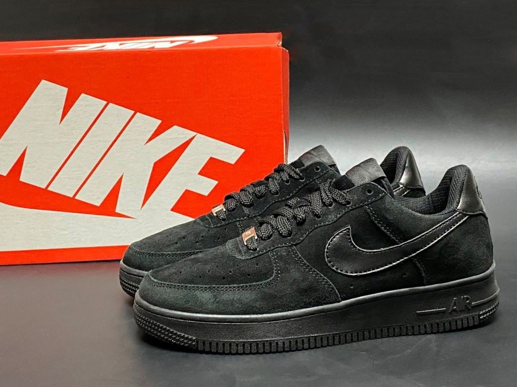 Чоловічі шкіряні кросівки Nike Air Force Af 1 чорні