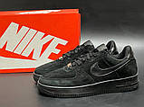 Чоловічі шкіряні кросівки Nike Air Force Af 1 чорні, фото 2