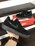 Чоловічі шкіряні кросівки Nike Air Force Af 1 чорні, фото 3