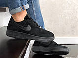 Чоловічі шкіряні кросівки Nike Air Force Af 1 чорні, фото 5