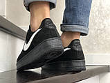 Чоловічі шкіряні кросівки Nike Air Force Af 1 чорні з білим, фото 6