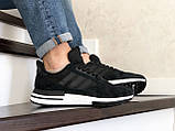 Чоловічі кросівки Adidas Zx 500 Rm чорно білі, фото 3