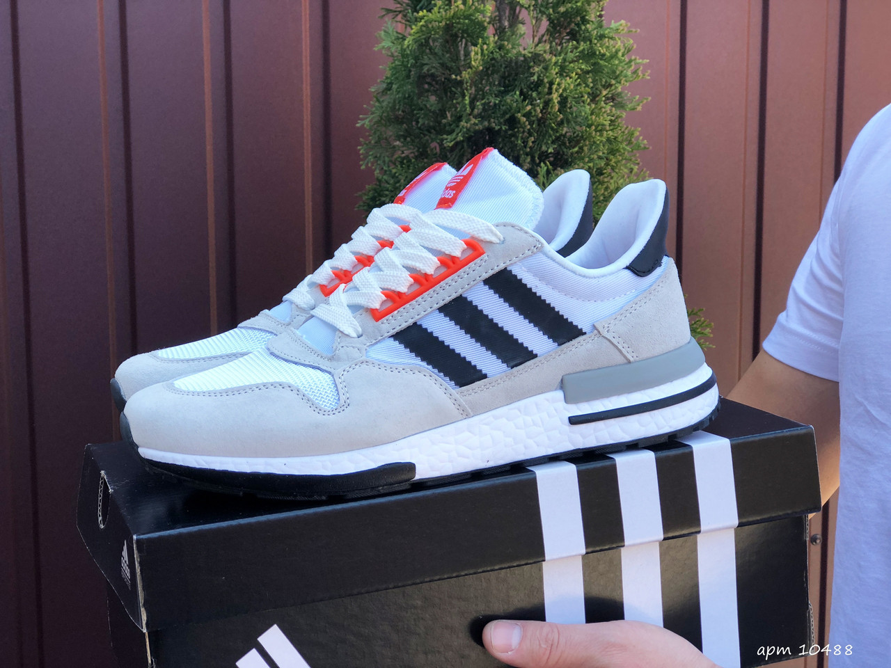 Чоловічі кросівки Adidas Zx 500 Rm бежевые с белым