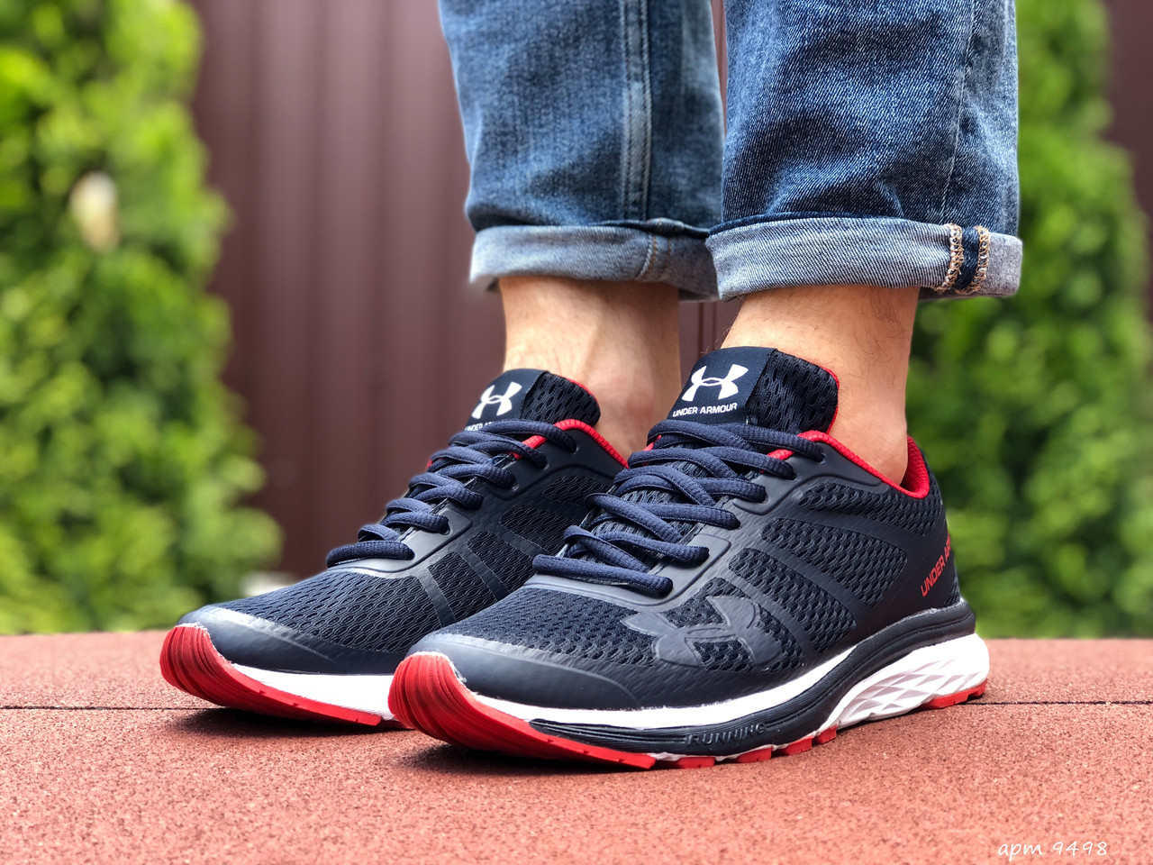 Чоловічі кросівки Under Armour темно сині з білим \ червоні 43