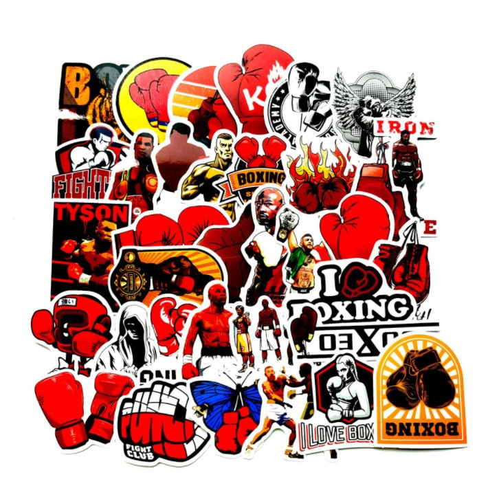 Набір водовідштовхувальних стикерів наклейок Бокс Боксерські рукавиці вінілові наклейки на автотелефон ноут 50 шт.