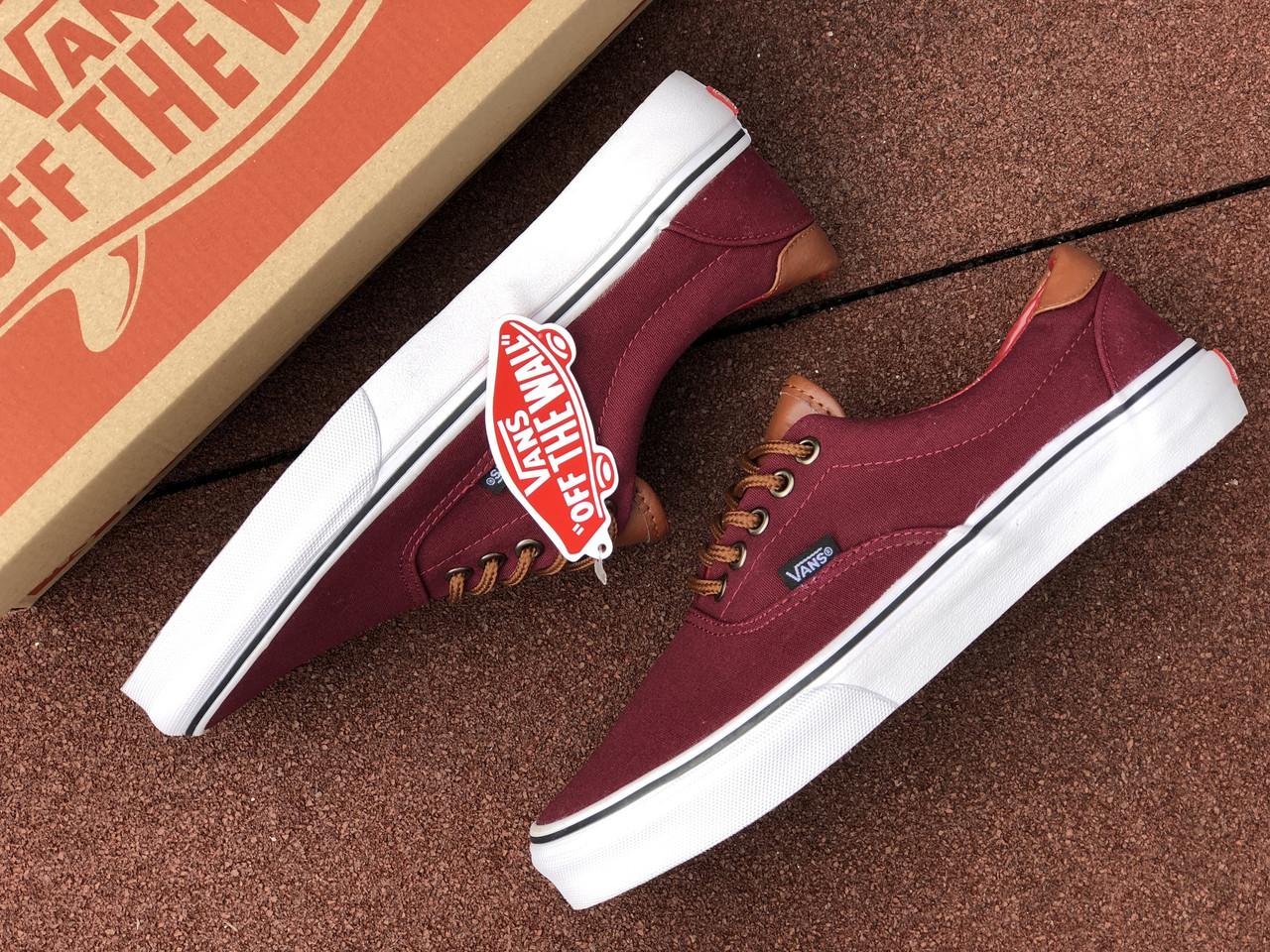 Кеди чоловічі Vans бордові з коричневим