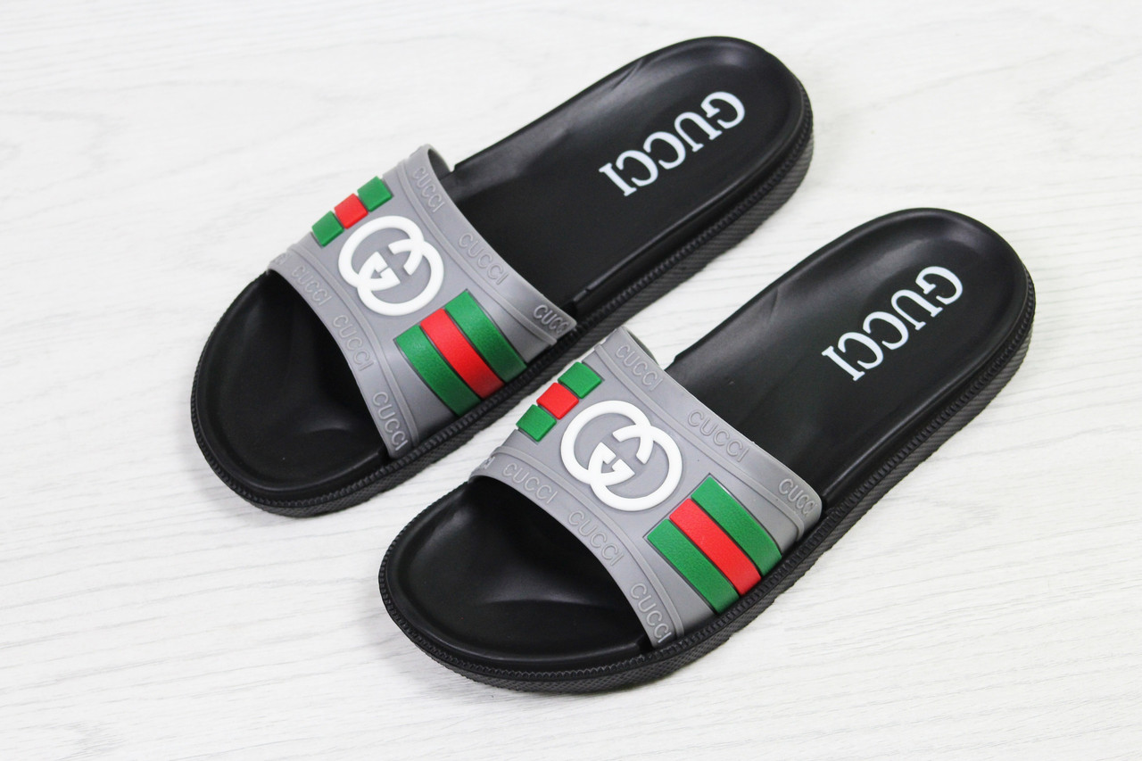 Шльопанці чоловічі Gucci сірі 40