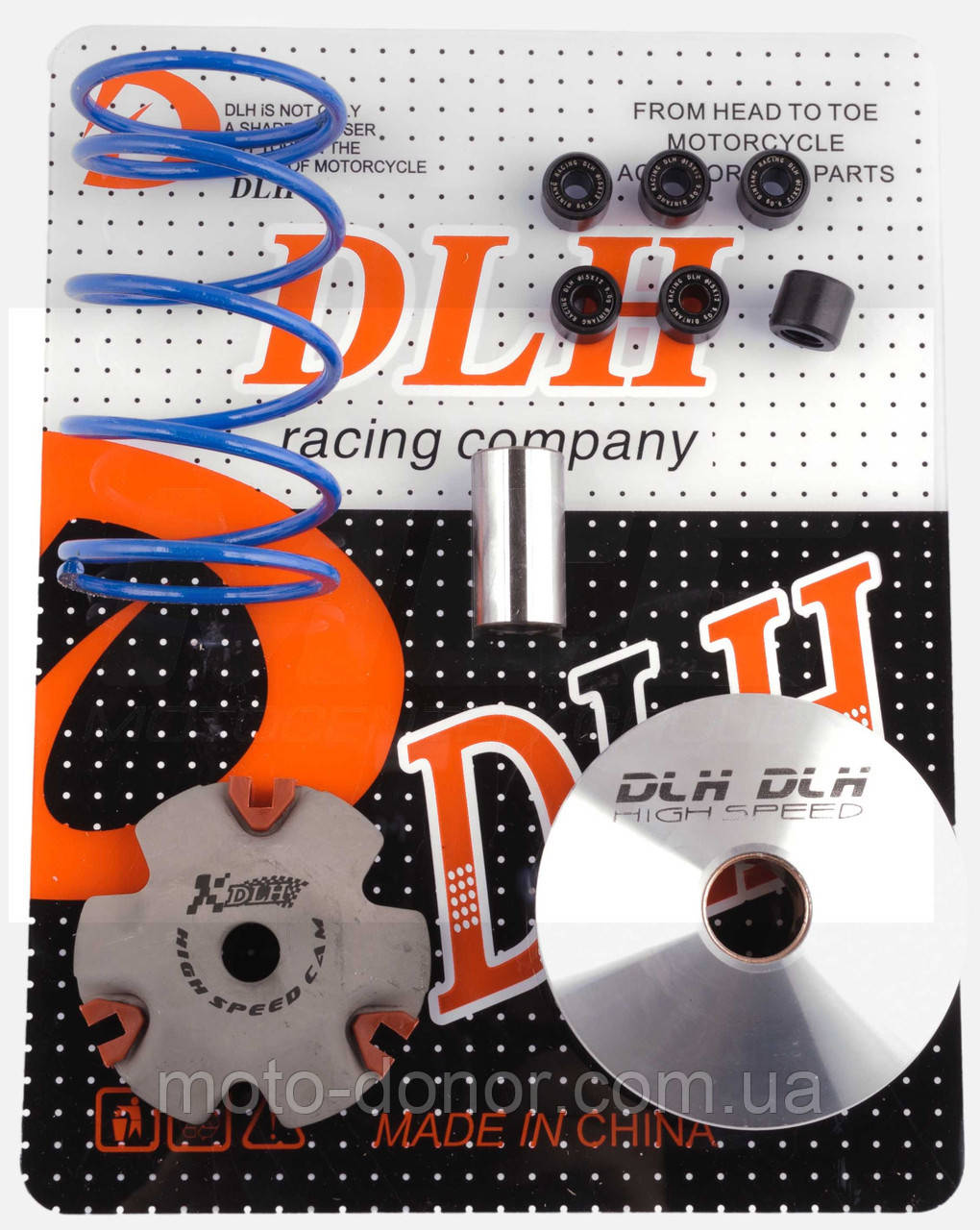 Варіатор передній (тюнінг) Honda DIO AF27 "DLH" (+палець, ролики 6 шт., пружина торкрайвера), фото 1