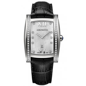 Швейцарський жіночий годинник Aerowatch Idylle Grande 03952AA01DIA black leather strap