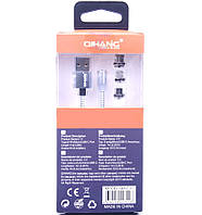 Магнитный кабель 3в1 QIHANG QH-C11 для зарядки Lightning / microUSB / Type-C 1 м. Silver