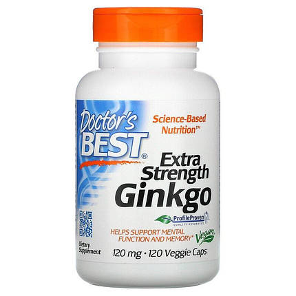 Гінкго білоба Doctor's Best Extra Strength Ginkgo Biloba 120 мг, 120 капсул, фото 1