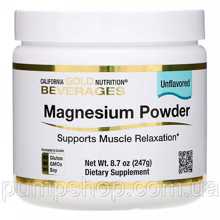 Магній-цитрат California Gold Nutrition Magnesium Powder 283 г (113 порц.), фото 1