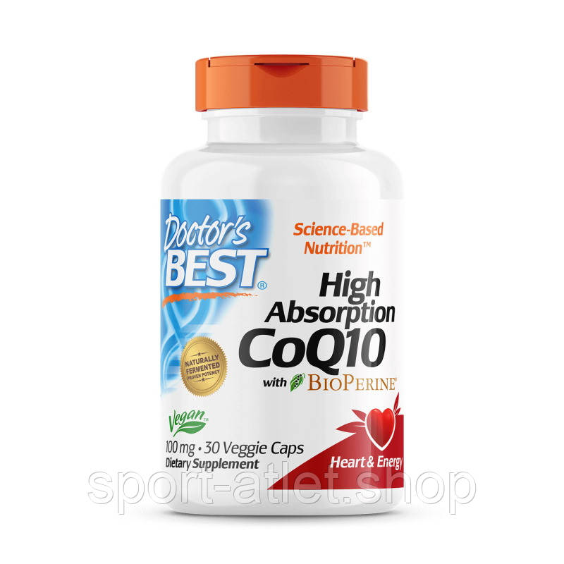Натуральна добавка Doctor's Best CoQ10 BioPerine 100 mg, 30 вегакапсул