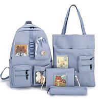 Рюкзак міський 4в1 з кишеньками / шкільний /для дівчинки / жіночий/ синій, фото 1