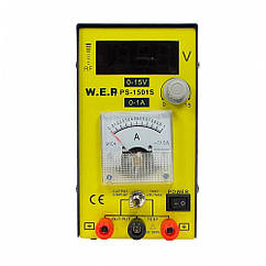 DR Блок живлення WEP PS-1501S компактний, 15V цифрова індикація, 1A- стрілкова індикація, RF-індикатор, тестер