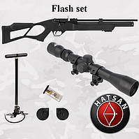 Hatsan Flash set, PCP пневматическая винтовка + комплект (Насос и Прицел 4х32) (Хатсан Флеш Сет)
