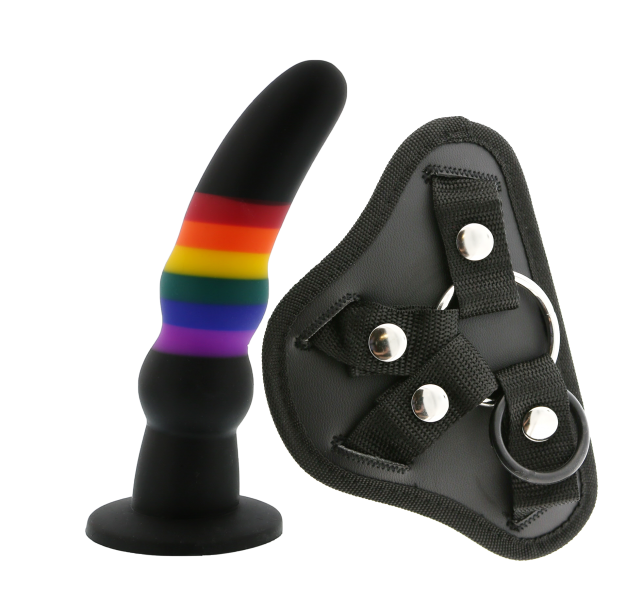 Страпон жіночий Райдужний COLOURFUL LOVE STRAP ON SOLID DILDO, фото 1
