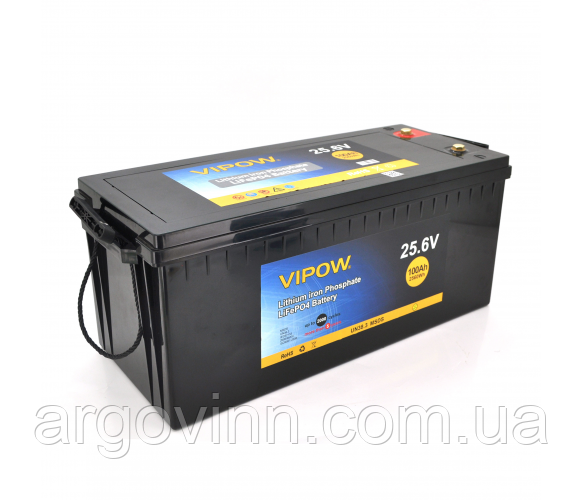 Акумуляторна батарея Vipow LiFePO4 25,6V 100Ah із вбудованою ВМS платою 80A (530*215*205)