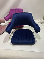 Крісло Jeff GD-Base синій 1026 велюр на золотій круглій нозі-опорі з регулюванням висоти сидіння, фото 2