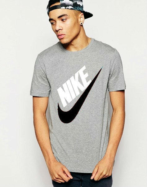 Футболка серая Nike | Найк белый принт с чёрным