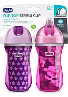 Поилка бутылочка chicco insulated flip-top 12m+ розовая фиолетовая