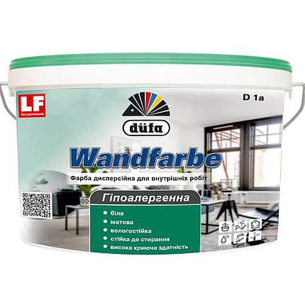 Фарба для стін і стелі Dufa Wandfarbe матова 1.4кг, фото 1