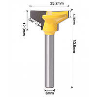 Фреза пазовая конструкционная Т-образная Ø25.2 мм (хвостовик 6 мм)