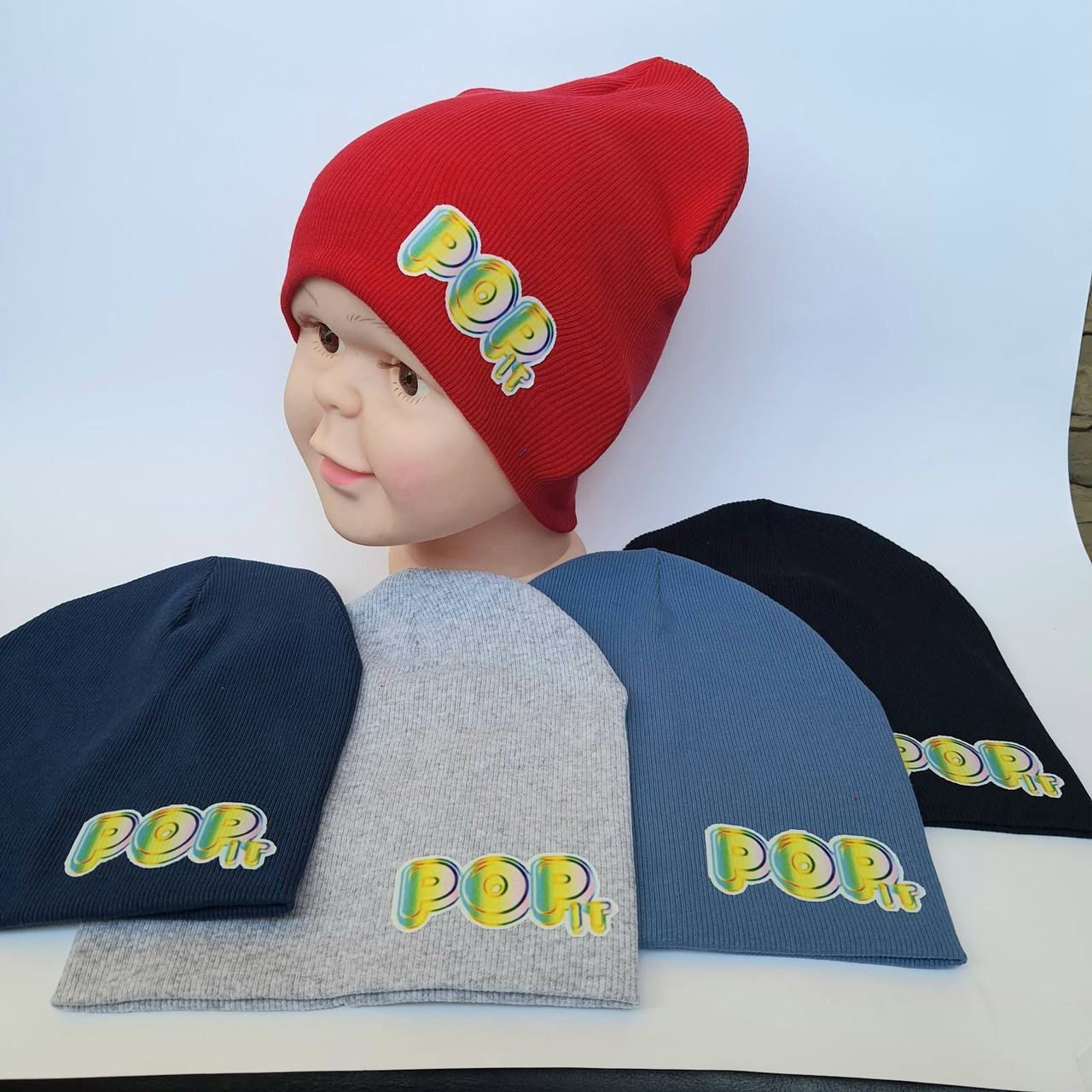 Шапка трикотажна для Хлопчика подвійна на зав'язках р 46-48