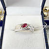 Класичне срібне кільце з червоним каменем, фото 2