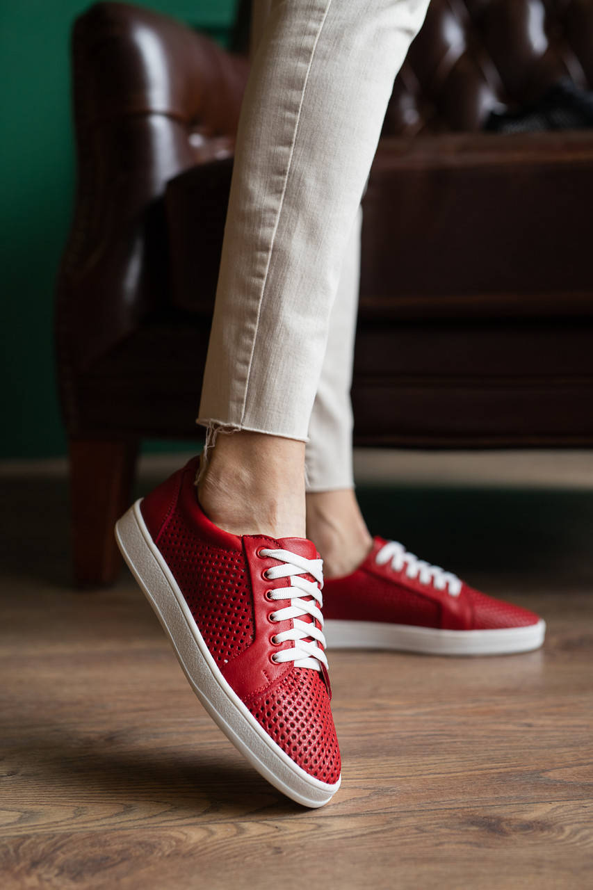 

Женские кеды кожаные летние красные SL-Yuves-590 Red Summer, Красный