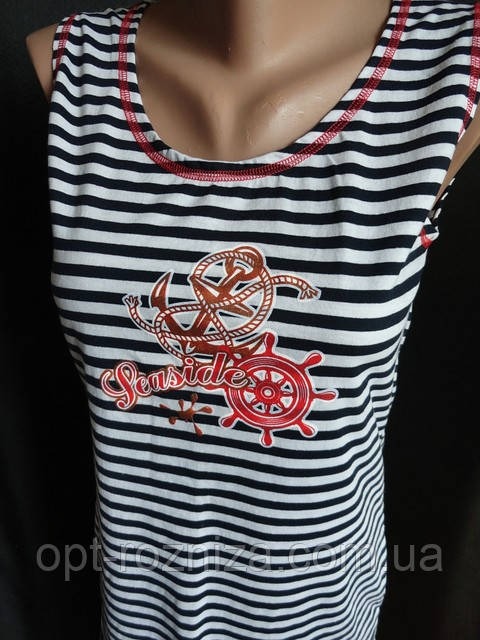 Довгі молодіжні жіночі тельняшки без рукавів, фото 1