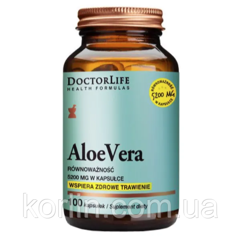 Гель Алое Вера Висококонцентрований 100 кап Doctor Life Aloe Vera США Доставка з ЄС