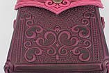 Шкіряний рожево-фіолетовий рюкзак ручної роботи, сумка-рюкзак з авторським тисненням, фото 4