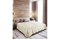 Велюрове однотонне покривало ТМ ТЕП "Велюр" бежевий ромб круглий 240*220, Однотонний