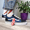 Жіночі Кеди Vans Old Skool Blue White (синьо-білі) Модні кросівки ванс Олд Скул для жінок замша, текстиль, фото 3