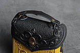 Шкіряний чорно-жовтий рюкзак ручної роботи, сумка-рюкзак з авторським тисненням, стиль бохо, фото 7
