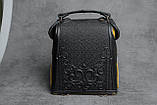 Шкіряний чорно-жовтий рюкзак ручної роботи, сумка-рюкзак з авторським тисненням, стиль бохо, фото 6